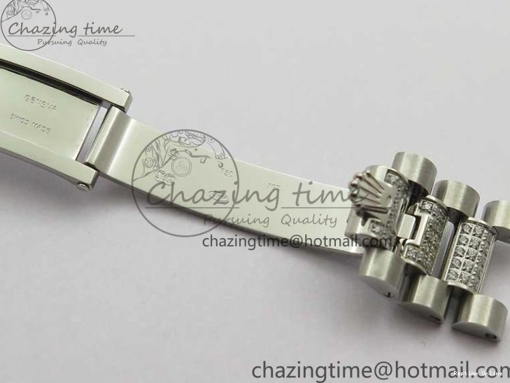 0517 SmoothTexture Day-Date 36mm 128239 SS Crystal BP Best Edition Black MOP Crystal Marker Dial on SS President Bracelet A 2681
